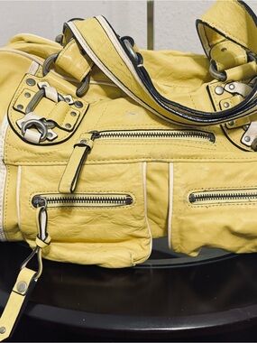 Juicy Couture Yellow Butter Soft Leather Rectangular Doctor Shoulder Bag